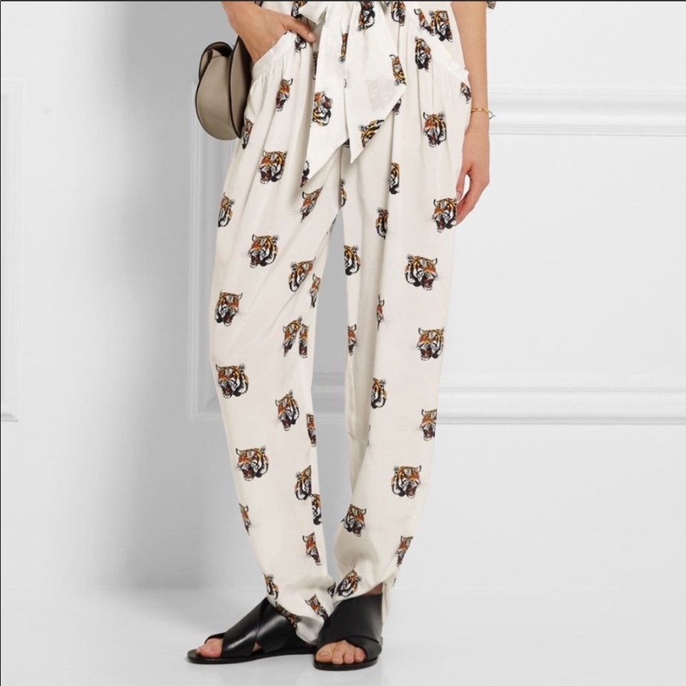 Stella McCartney Silk Tiger Print pants Euro 44
